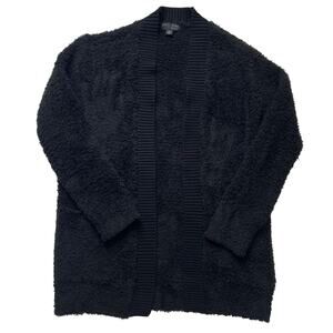 Barefoot Dreams Cozychic Black Ribbed Knit Trim Cardigan Sweater Sz XS Women's